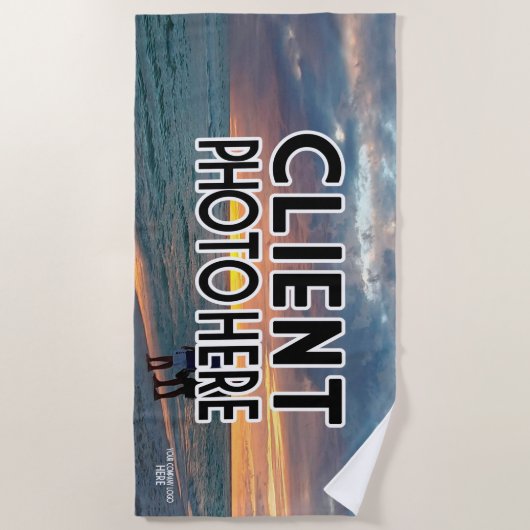 フカスタムォトクライアントのお客様とお客様の会社のロゴ ビーチタオル (正面)