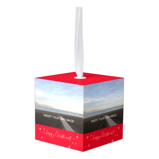 フカスタムォトクリスマスツリー キューブオーナメント (裏面アングル)