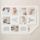 フカスタムォトグリッドコラモダンージュベビーブロック文字 シェルパブランケット (正面(横))