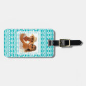 フカスタムォトティール(緑がかった色)グランジ部族パターン ラゲッジタグ (正面横)