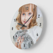 フカスタムォトネーム誕生日付の黒い数字 ラージ壁時計 (傾斜)