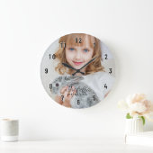 フカスタムォトネーム誕生日付の黒い数字 ラージ壁時計 (ホーム)