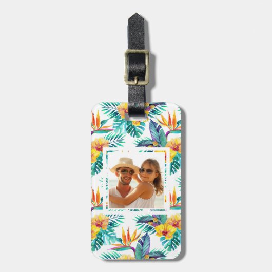 フカスタムォトバードオブパラダイス&オーキッドパターン ラゲッジタグ (正面縦)