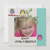 フカスタムォトフカラフルォウルズ誕生日招待状 招待状 (正面)