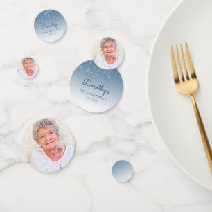 フカスタムォトブルーグリッタードリップ90th誕生日 コンフェッティ