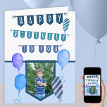 フカスタムォトブルーバンティング&バルーンズ誕生日 カード<br><div class="desc">この大きな誕生日カードに写真をアパーソナライズされたップロードして。テンプレートの前に写真を追加する準備が整いました。また、誕生日の男の子の名前と中での挨拶をカスタム行います。このデザインは、「あなたにハッピーバースデー」とパーティーバルーンが青の影で文字化けしているのが特徴です。写真は紫の旗で囲まれています。 メッセージの中に「読ハッピーバースデー[name]」と書いてあります。##th birthday..「素晴らしい日を過ごせ」と言えば、メッセージを編集するか、削除することができます。</div>