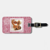 フカスタムォトブルーレースの花模様の背景 ラゲッジタグ (正面横)