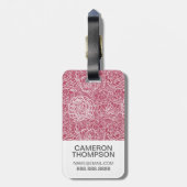 フカスタムォトブルーレースの花模様の背景 ラゲッジタグ (裏面縦)