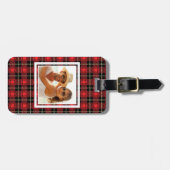 フカスタムォトレッドプレイド背景 ラゲッジタグ (正面横)