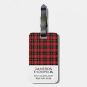 フカスタムォトレッドプレイド背景 ラゲッジタグ (裏面縦)