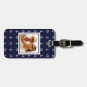 フカスタムォトレッドホワイト&ブルーいかりパターン ラゲッジタグ (正面横)