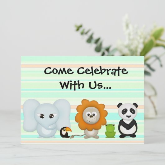 フカスタムォト招待状、ファースト誕生日、またはシャワー 招待状 (スタンド正面)