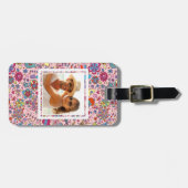 フカスタムォト春パターンとカラフルフラワー ラゲッジタグ (正面横)