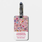 フカスタムォト春パターンとカラフルフラワー ラゲッジタグ (裏面縦)
