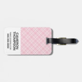 フカスタムォト淡いピンクの格子柄 ラゲッジタグ (裏面横)