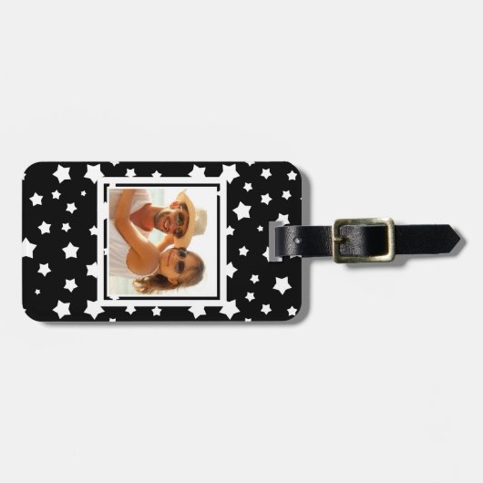 フカスタムォト白黒星のパターン ラゲッジタグ (正面横)