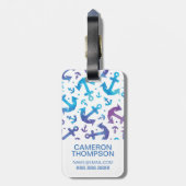 フカスタムォト&モノグラム絞り染めいかりパターン2 ラゲッジタグ (裏面縦)