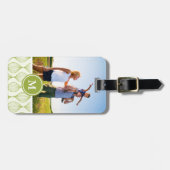 フカスタムォト&モノグラム緑のエッジパターン ラゲッジタグ (正面横)