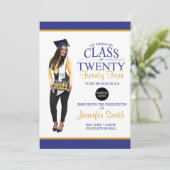 フカスタムル体フォトブルーと黄色の卒業 招待状 (スタンド正面)