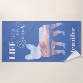 フカスタムレンチービーチシーンシルエットビーチタオル ビーチタオル (正面)