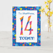 フカスタムロント14誕生日ブライトストライプスターズ カード (黄色い花)