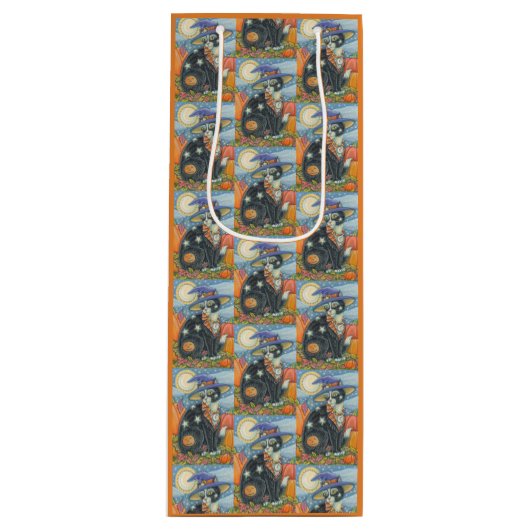 フカスポカスブラックキャットハロウィーン抱き枕 – ワイン ワインギフトバッグ (正面)