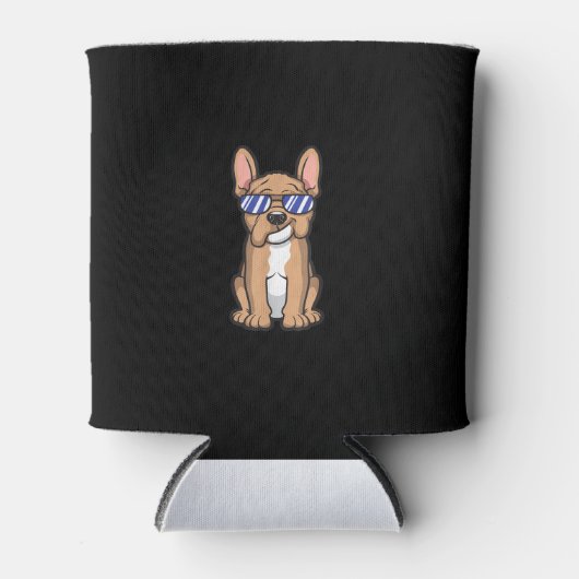 フカッコいいレフランスのンチブルドッグのサングラスかわいいギフト 缶クーラー (正面)
