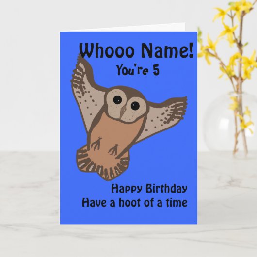 フクおもしろいロウの誕生日カード、名も年も子供 カード (黄色い花)