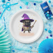 フクサポカス かわいいハロウィーン パグ 紙皿 (パーティー)