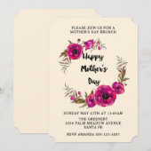 フクシアのポピー 花のリース 母の日のブランチ 招待状 (正面/裏面)