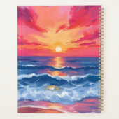 フクシアの海岸の夕焼け | 海の波の水彩画 プランナー手帳 (裏面)