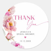 フクシアの芍薬の花びらとプロセッコ ありがとうございます ラウンドシール (正面)