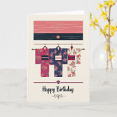 フクシアの花の誕生日カード カード (黄色い花)