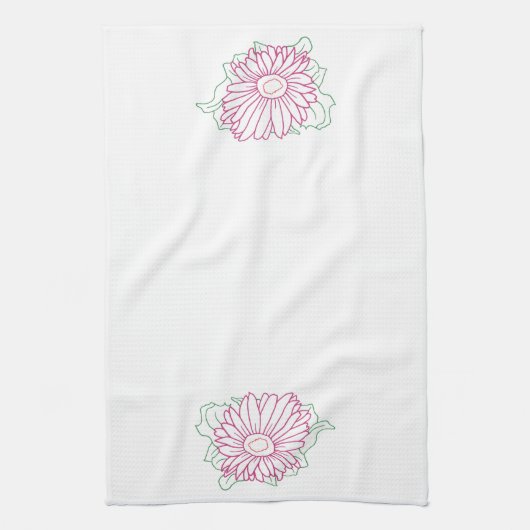 フクシアの花の輪郭 キッチンタオル (縦)