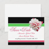 フクシアの花 ピンクとグリーンの結婚式 Save the Dates 招待状 (正面/裏面)