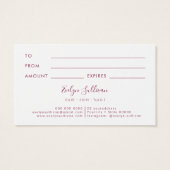 フクシアアクアマリンオパールデザインツギフトカード (裏面)