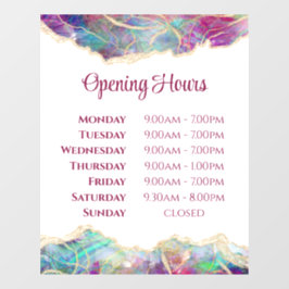 フクシアアクアマリンオパールデザイン営業時間 ウィンドウサイン