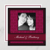 フクシアダマスク ウェディングエンゲージメント アナウンスメント 案内状 (正面/裏面)