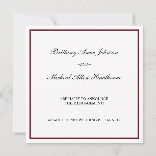 フクシアダマスク ウェディングエンゲージメント アナウンスメント 案内状 (裏面)