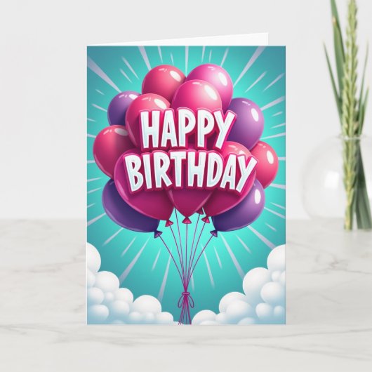 フクシアパーティーの誕生日カード カード (正面)