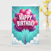 フクシアパーティーの誕生日カード カード (黄色い花)