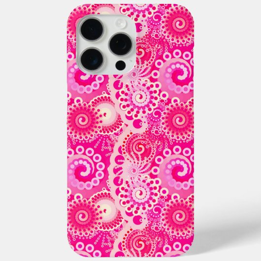 フクシアピンクのフラクタル渦巻き模様 Case-Mate iPhoneケース (裏面)