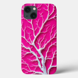 フクシアピンクの有機的な枝柄iPhoneケース 女性向け iPhone 13ケース