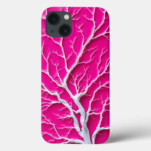 フクシアピンクの有機的な枝柄iPhoneケース 女性向け Case-Mate iPhoneケース (裏面)