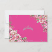 フクシアピンクの花とシルバーのプリンセスのクィンセañera 出欠カード (裏面)