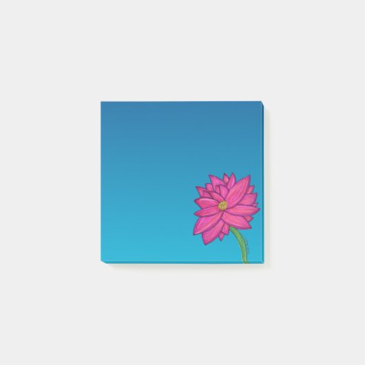 フクシアピンクの花のスクエアメモ ポストイット (正面)
