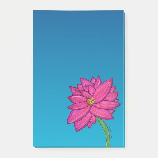 フクシアピンクの花の縦モチーフ ポストイット (正面)