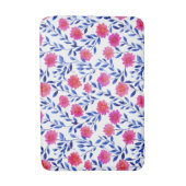 フクシアピンクの花の開花 ウォーターカラーボタニカル バスマット (正面縦)