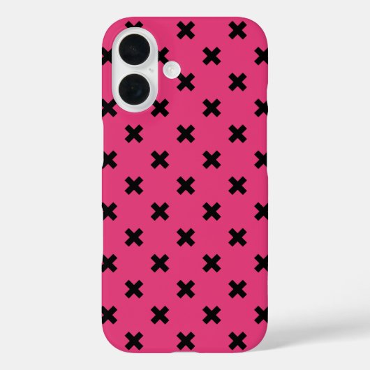 フクシア地に黒のクロスステッチ Case-Mate iPhoneケース (裏面)