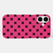 フクシア地に黒のクロスステッチ Case-Mate iPhoneケース (裏面 (横))